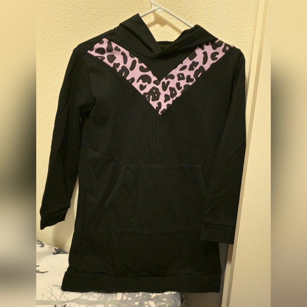 Purple Leopard V Girl's Size 10 Hoodie